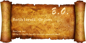 Bethlendi Orion névjegykártya